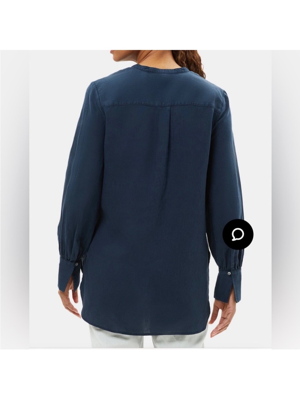 Theory Navy Long-Sleeve Tunic Blouse